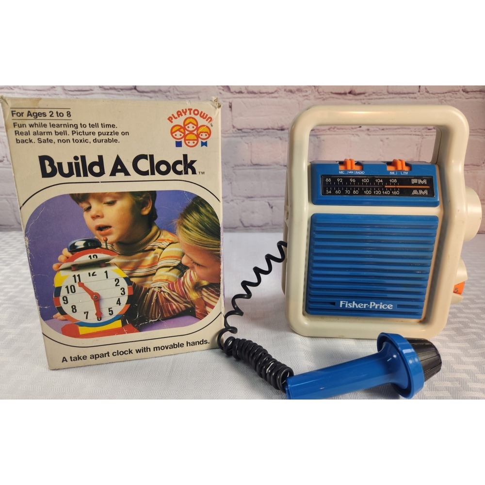 Lot -1984 Fisher Price My First am/fm Radio &  Microphone + Build a Clock